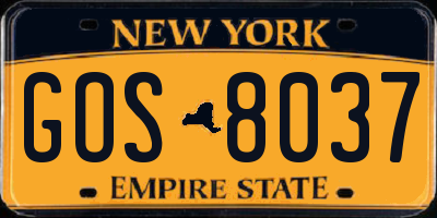 NY license plate GOS8037