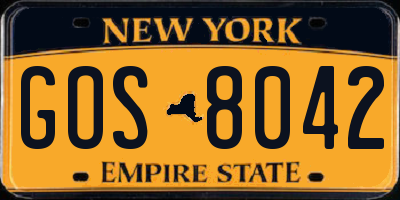 NY license plate GOS8042