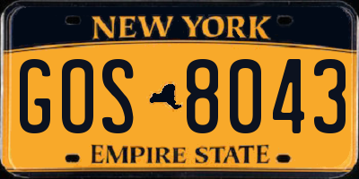 NY license plate GOS8043