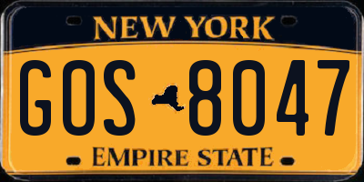NY license plate GOS8047