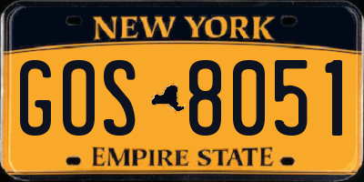 NY license plate GOS8051