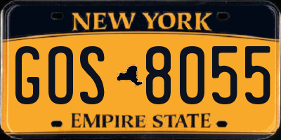 NY license plate GOS8055