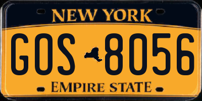 NY license plate GOS8056