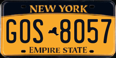 NY license plate GOS8057