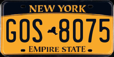 NY license plate GOS8075
