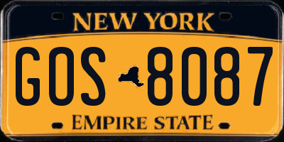NY license plate GOS8087