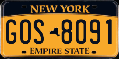 NY license plate GOS8091