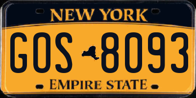 NY license plate GOS8093