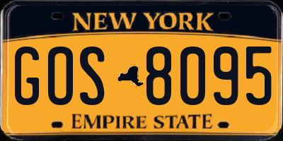 NY license plate GOS8095