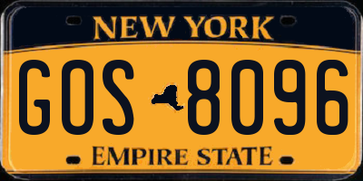 NY license plate GOS8096