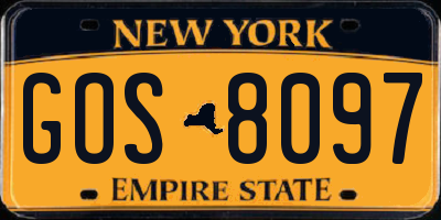 NY license plate GOS8097