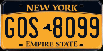 NY license plate GOS8099