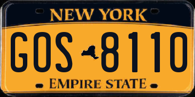 NY license plate GOS8110