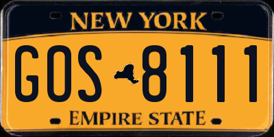 NY license plate GOS8111