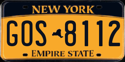 NY license plate GOS8112