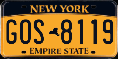 NY license plate GOS8119