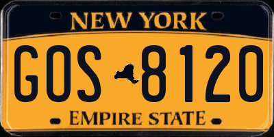 NY license plate GOS8120
