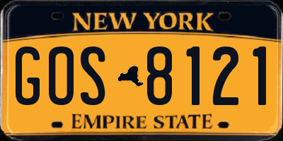 NY license plate GOS8121