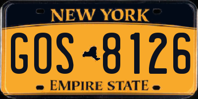 NY license plate GOS8126