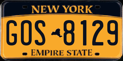 NY license plate GOS8129