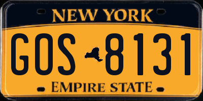 NY license plate GOS8131