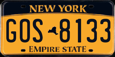 NY license plate GOS8133