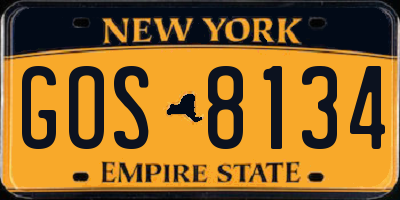 NY license plate GOS8134