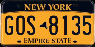 NY license plate GOS8135