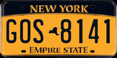 NY license plate GOS8141