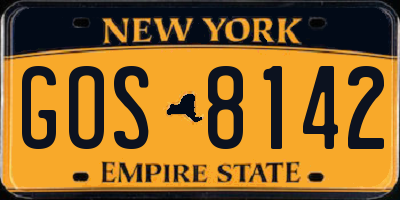 NY license plate GOS8142