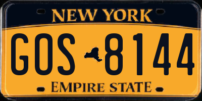 NY license plate GOS8144