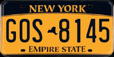 NY license plate GOS8145