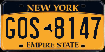 NY license plate GOS8147