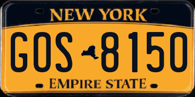 NY license plate GOS8150