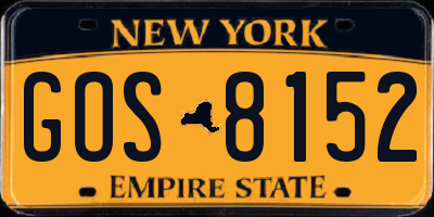 NY license plate GOS8152