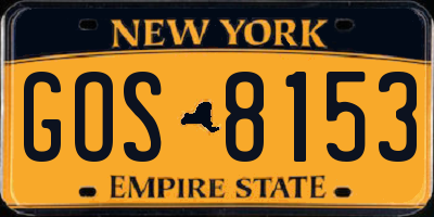 NY license plate GOS8153