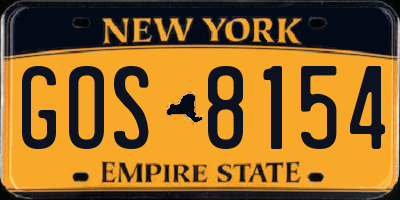 NY license plate GOS8154