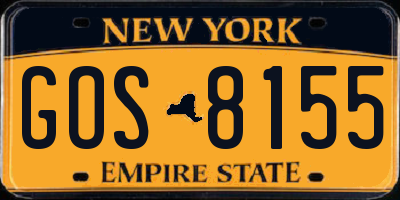 NY license plate GOS8155