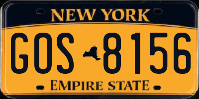 NY license plate GOS8156
