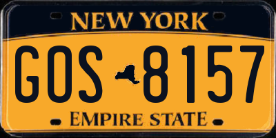 NY license plate GOS8157