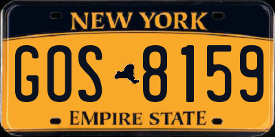 NY license plate GOS8159