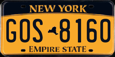 NY license plate GOS8160