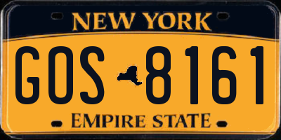 NY license plate GOS8161