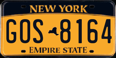 NY license plate GOS8164