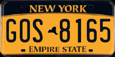 NY license plate GOS8165
