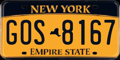 NY license plate GOS8167