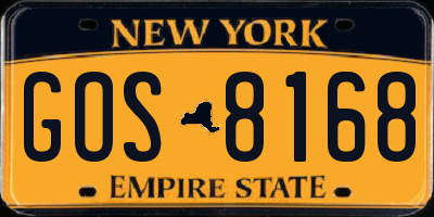 NY license plate GOS8168