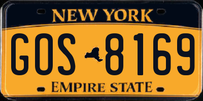 NY license plate GOS8169