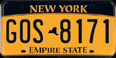 NY license plate GOS8171