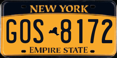 NY license plate GOS8172
